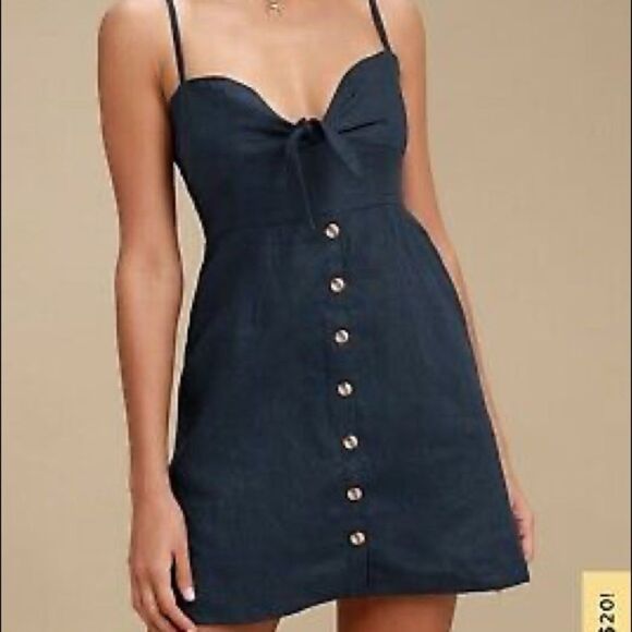 FAITHFULL THE BRAND Linen Sleeveless Button Front Mini Dress Camel M - Picture 9 of 12